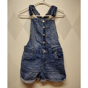 Love True denim bib shorts with button top
